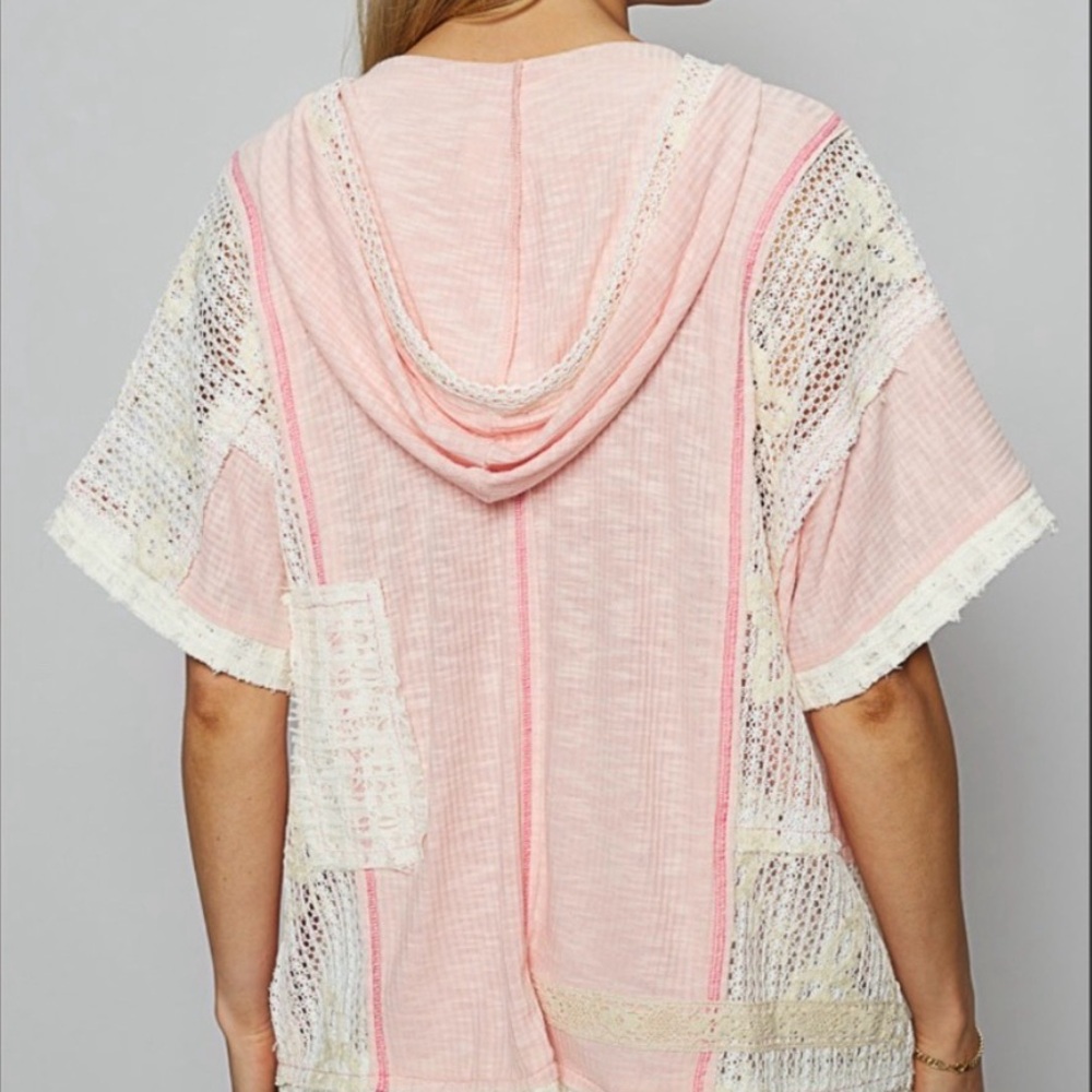 ✨ NWT POL Boho Lace Patchwork Oversized Hoodie Si… - image 4